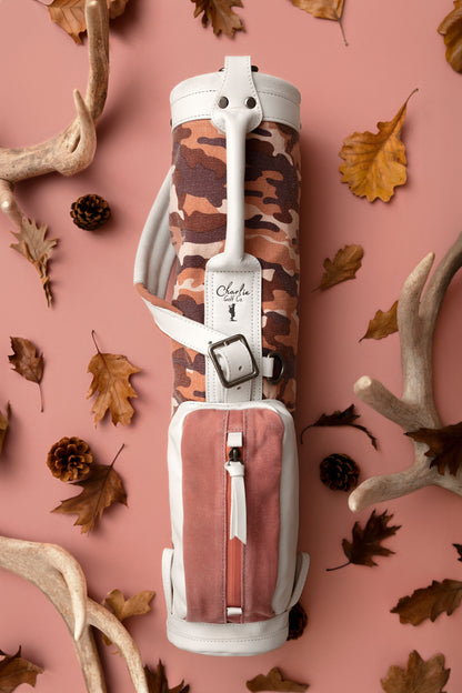 kids golf bag with pink camo print
