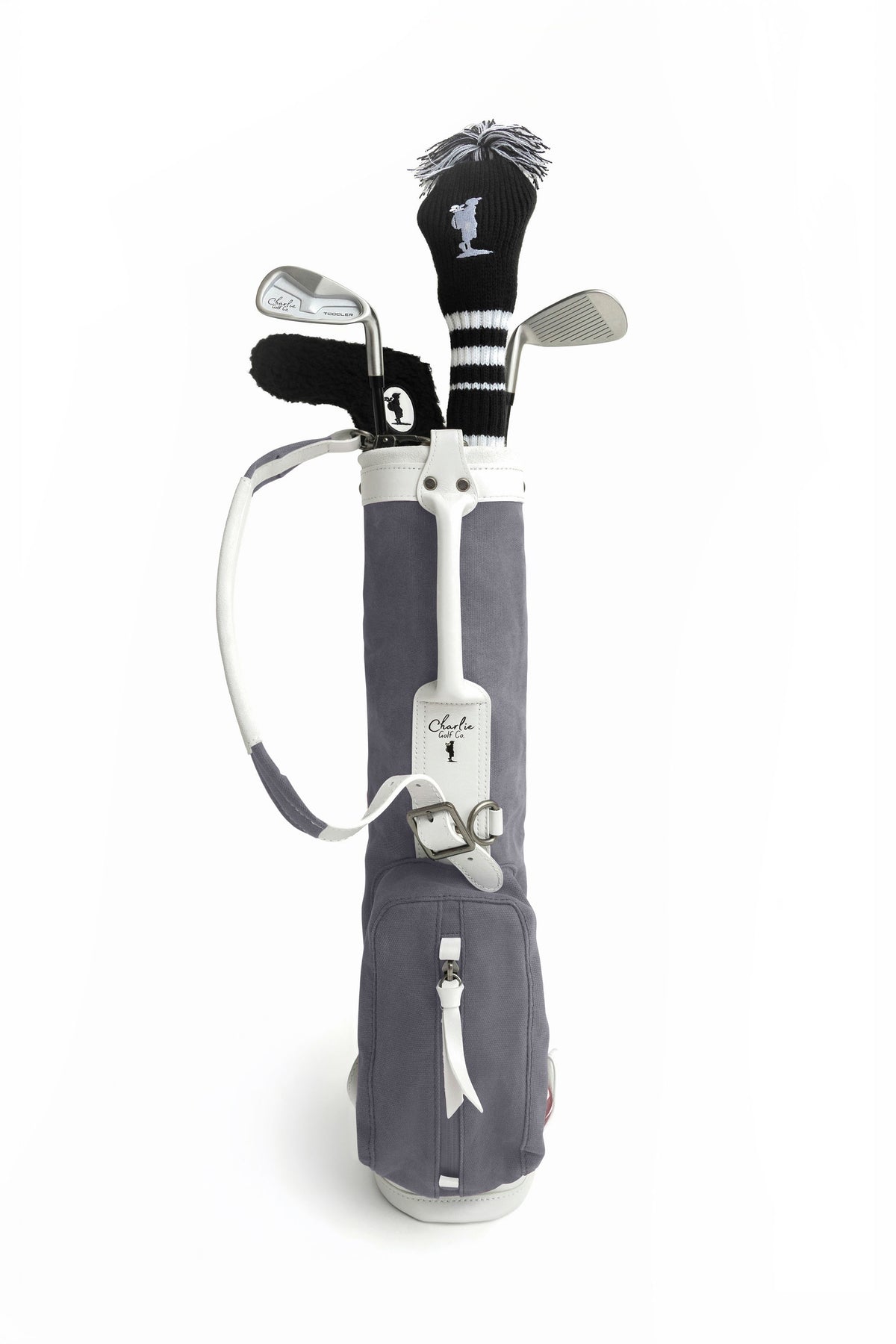 kids golf club set inside of a toddler golf bag