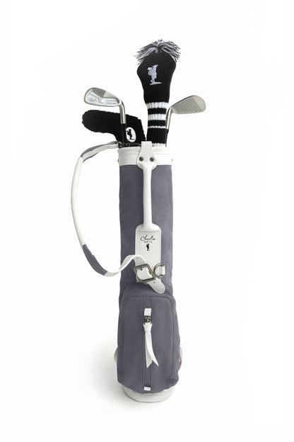 kids golf club set inside of a toddler golf bag