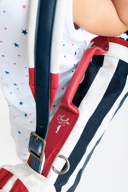 striped red white blue toddler golf bag