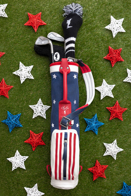 red white and blue toddler golf bag with stars