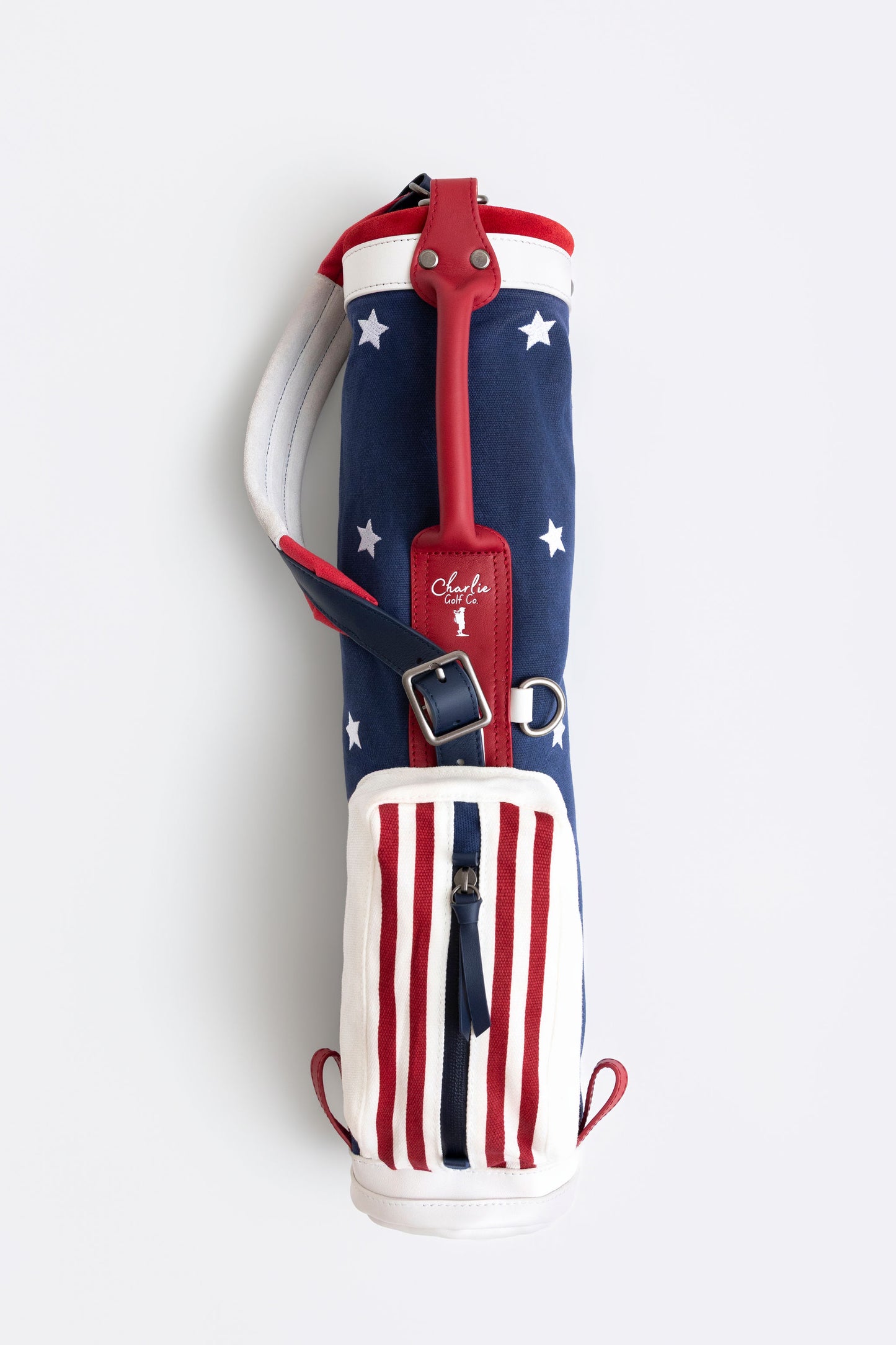 red white and blue kids golf bag with stars and stripes