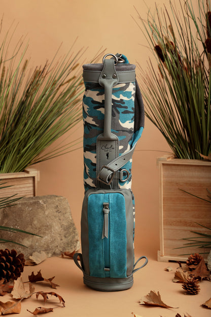 kid golf bag with blue camo print