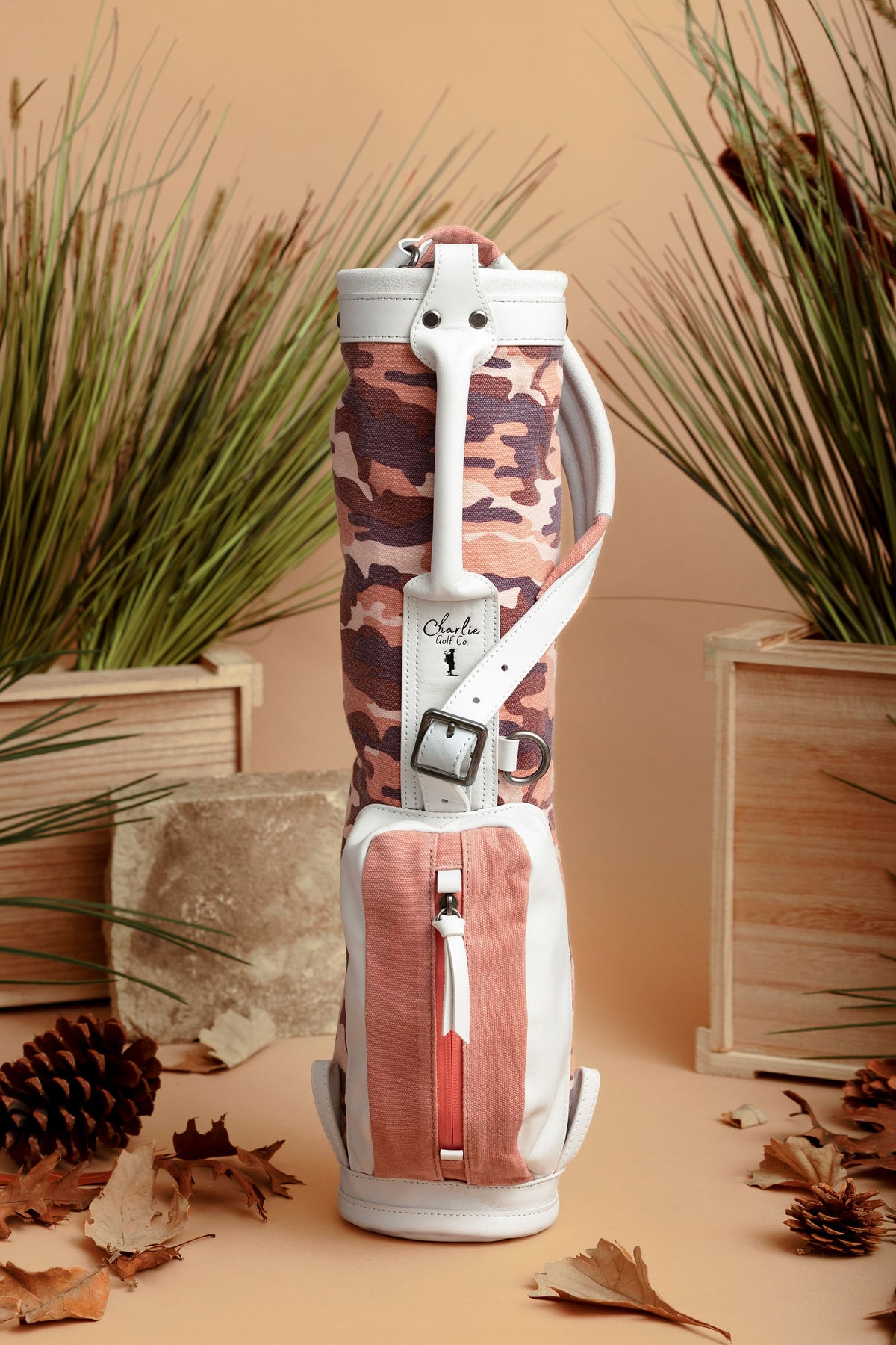 kid golf bag with pink camo print