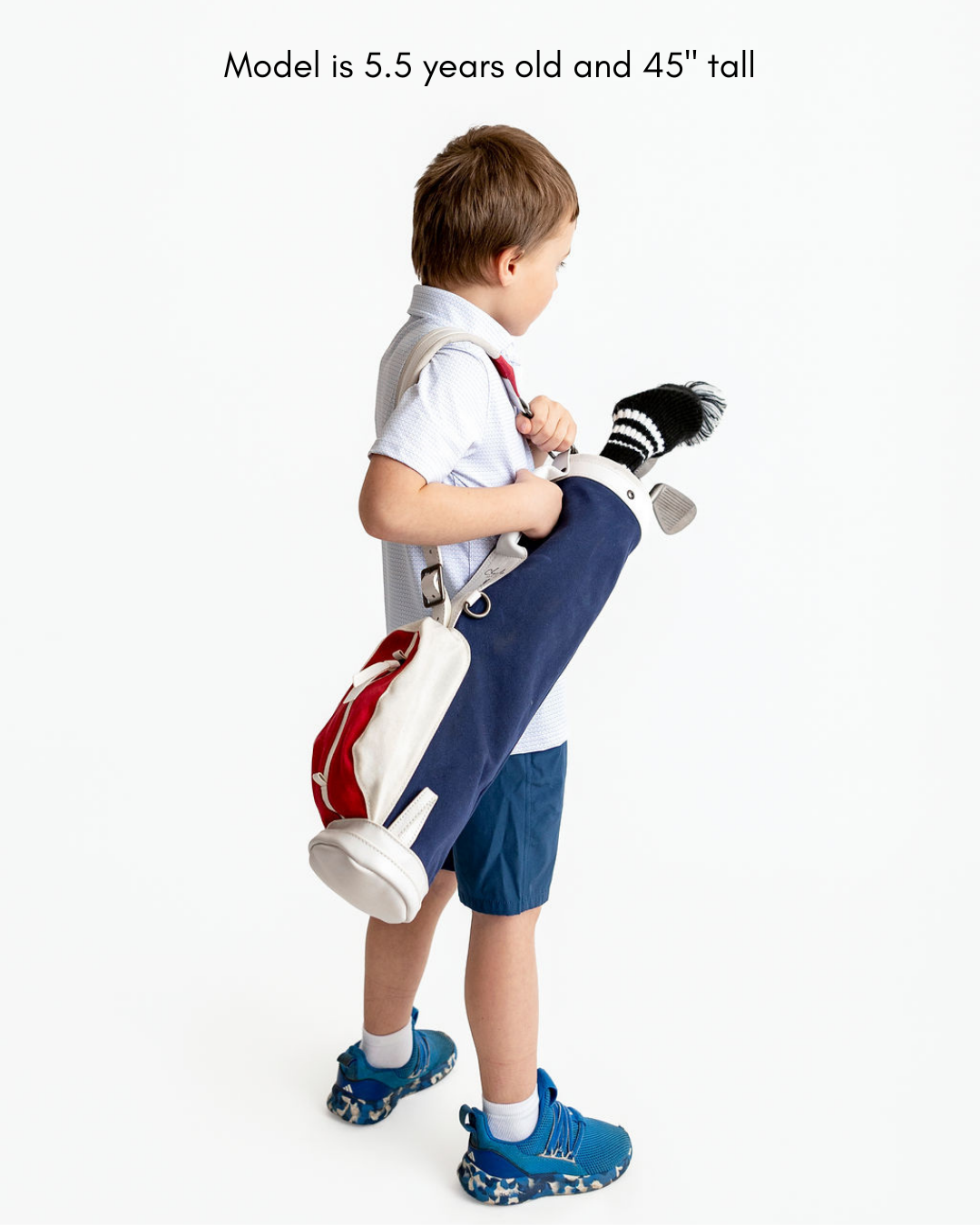 kids golf clubs in a kids golf bags